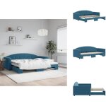 Vidaxl - lit de jour avec gigogne sans matelas bleu 90x200 cm - canap� convertible - lit deux places ...
