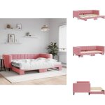Lit de jour avec gigogne sans matelas rose 90x200 cm - canap lit - lit deux places - lit gigogne - meuble ...