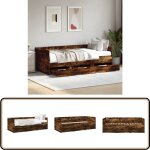 Lit de jour avec tiroirs sans matelas chêne fumé 90x190 cm - lit deux places - canapé convertible - meuble ... Lit de jour avec tiroirs sans matelas chêne fumé 90x190 cm - lit deux places - canapé convertible - meuble ...