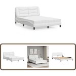 Vidaxl - lit avec matelas blanc 140x190 cm similicuir - lit double - lit plateforme - lit design - literie ...
