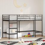 Vidaxl lit mezzanine pour enfants noir 90 x 190 cm acier