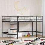 Vidaxl lit mezzanine pour enfants noir 99, 5 x 200 cm acier