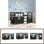 Lit mezzanine enfants avec rideaux sans matelas 90x190 cm - lit mezzanine enfant - lit plateforme enfant ...
