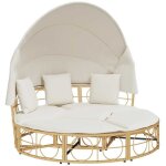 Vidaxl - lit de repos d'ext�rieur avec auvent et coussins r�sine tress�e