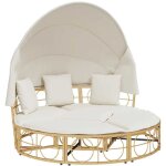 Vidaxl - lit de repos d'extérieur avec auvent et coussins résine tressée Vidaxl - lit de repos d'extérieur avec auvent et coussins résine tressée