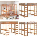 Vidaxl - lit superpos et bureau et chelle 180x200cm bois de pin massif - lit mezzanine - lit superpos ...