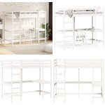 Lit superpos sans matelas blanc 90x190 cm bois de pin massif - lit mezzanine - lit surlev - lit enfant ...