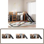Vidaxl - lit superpos� sans matelas avec toboggan blanc noir 90x200 cm - lit superpose - lit mezzanine ...