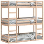 Vidaxl lit superpos triple sans matelas 90x190 cm bois de pin massif