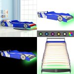 Vidaxl - lit voiture de course pour enfants avec led 90 x 200 cm bleu - lit enfant - lit b�b� - lit voiture ...