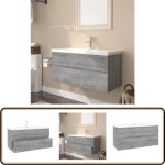 Meuble lavabo avec bassin intgr sonoma gris bois d'ingnierie - meuble lavabo - meuble salle de bain ...