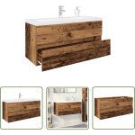 The living store - vidaxl meuble lavabo avec bassin et robinet intgrs vieux bois