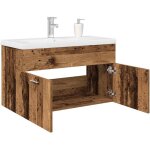 Vidaxl ? meuble lave - mains vieux bois avec vasque c�ramique int�gr�e ? dimensions 80x38, 5x46 cm ? ...