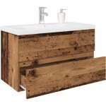 Vidaxl meuble lavabo avec bassin et robinet intgrs vieux bois