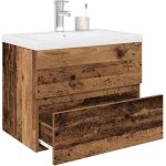 Vidaxl meuble lavabo avec bassin et robinet intgrs vieux bois