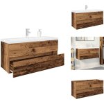 Meuble lavabo avec bassin et robinet intgrs vieux bois - meuble avec vasque intgre - meubles avec ...
