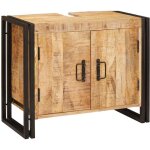 Vidaxl - meuble sous - vasque de salle de bain bois de mangue massif, fer