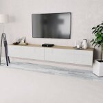 Vidaxl - meubles tv 2 pcs bois d'ingénierie chêne et blanc brillant Vidaxl - meubles tv 2 pcs bois d'ingénierie chêne et blanc brillant