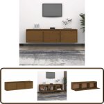 Vidaxl - meubles tv 3 pcs marron miel bois massif de pin - meuble tv - meuble suspendu - rangement mural ...