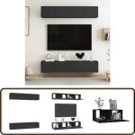 Vidaxl - meubles tv 4 pcs noir 80x30x30 cm bois d'ingnierie - meuble tv mural - meuble tv noir - support ...