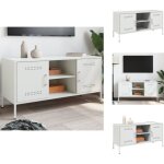 Vidaxl - meuble tv blanc 100, 5x39x50, 5 cm acier - meubles tv - meuble tv industriel - meuble tv blanc ...