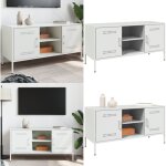 Vidaxl - meuble tv blanc 100, 5x39x50, 5 cm acier - meubles tv - meuble tv industriel - meuble tv blanc ...