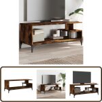 Vidaxl - meuble tv chne fum bois ingnierie et acier enduit de poudre - meubles tv - meuble tv industriel ...