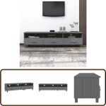 Vidaxl - meuble tv hamar gris fonc� 158x40x40 cm bois massif de pin - meuble tv - meuble t�l�viseur - ...