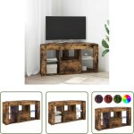 Vidaxl meuble tv led d'angle montage mural ch�ne fum� 100 x 40 x 50 cm
