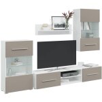 Vidaxl - meubles tv avec lumire led 5 pcs gris pierre bois d'ingnierie