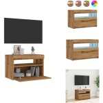 Vidaxl - meuble tv avec lumires led chne artisanal bois d'ingnierie - meuble tv - meubles tv - support ...