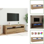Vidaxl - meuble tv avec lumi�res led ch�ne artisanal bois d'ing�nierie - meuble tv - meubles tv - support ...