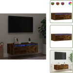 Vidaxl - meuble tv avec lumi�res led ch�ne fum� 75x35, 5x25 cm - meuble tv - meubles tv - meuble hifi ...