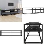 Meuble tv marbre noir 160x40x40, 5 cm verre tremp - meuble tv - meuble audio - meuble hifi - tagre ...