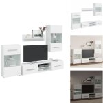 Vidaxl - meuble tv mural avec éclairage led 5 pièces blanc - meubles tv - meuble tv mural - rangement ... Vidaxl - meuble tv mural avec éclairage led 5 pièces blanc - meubles tv - meuble tv mural - rangement ...