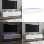 Vidaxl - meubles tv muraux avec lumi�res led 2 pcs blanc 80x35x31 cm - meuble tv mural - meuble t�l� ...