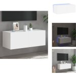 Vidaxl - meuble tv mural avec lumires led blanc 80x35x31 cm - meuble tv mural - armoire tv - tagre ...