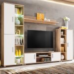 Vidaxl - meuble tv mural avec lumi�re led ch�ne sonoma et blanc