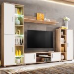 Vidaxl - meuble tv mural avec lumi�re led ch�ne sonoma et blanc