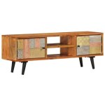 Vidaxl - meuble tv avec portes 112x30x40cm bois d'acacia massif et mtal