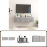 Vidaxl - meubles tv suspendus 2 pcs gris bton 60x30x30 cm - meuble tv mural - meuble tv suspendu - rangement ...