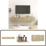 Vidaxl - meubles tv suspendus 3 pcs ch�ne sonoma 60x30x30 cm - meuble tv mural - meuble hifi - rangement ...