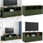 Vidaxl - meuble tv vert olive 99x39x44 cm acier - meuble tv - meuble salon - buffet tv - banc tv - meubles ...