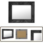 Vidaxl - miroir mural style baroque 50x40 cm noir - miroir mural - miroir baroque - d�coration murale ...