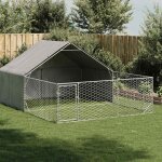 Vidaxl niche d'ext�rieur pour chien enclos 4x3x1, 9 m acier galvanis�