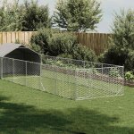 Vidaxl niche d'ext�rieur pour chien enclos 8x2x1, 5 m acier galvanis�