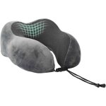 Vidaxl oreiller de voyage pour le cou r�glable gris 27 x 26 x 14 cm