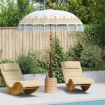 Vidaxl - parasol balinais cr�me (180 - 190) x 260 cm coton et bois massif