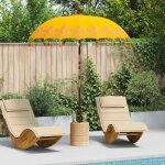 Vidaxl - parasol balinais jaune (180 - 190) x 260 cm coton et bois massif