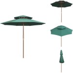 Vidaxl - parasol  deux tages avec poteau en bois 270 x 270 cm vert - parasol - parasol de jardin - ...